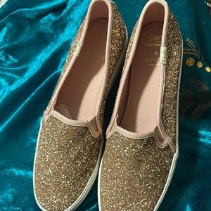 Kate Spade Gold Glitter Slip-On Sneakers